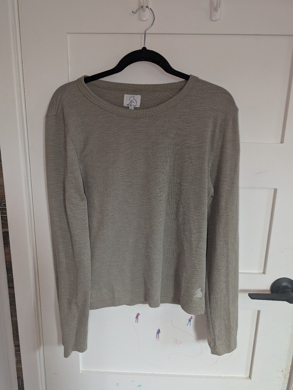 Waffle Knit Long Sleeve Tee - Olive Gray